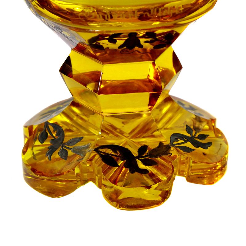 Biedermeier footed cup with a panoramic view of Bad Ischl around 1845