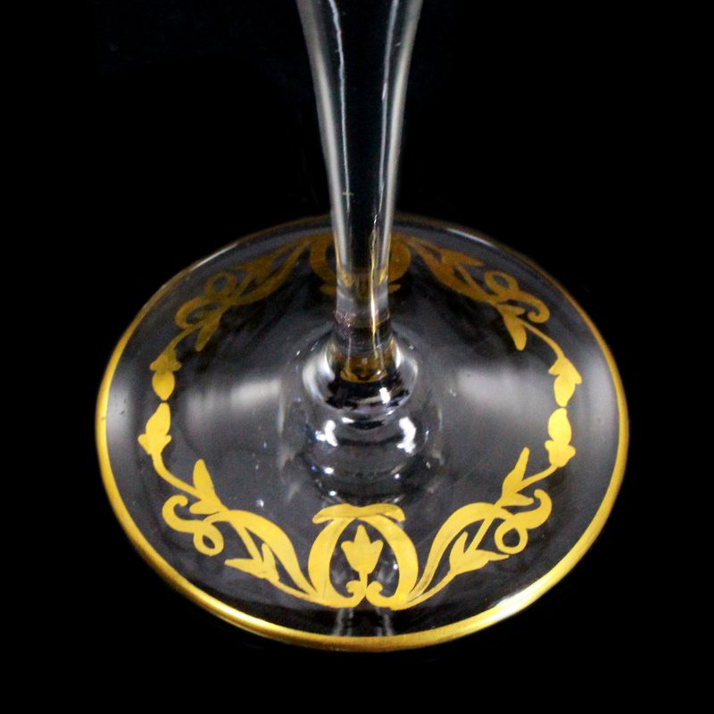 Stem glass with relief and polished gold painting, Josephinenhütte, Camillo de Maess