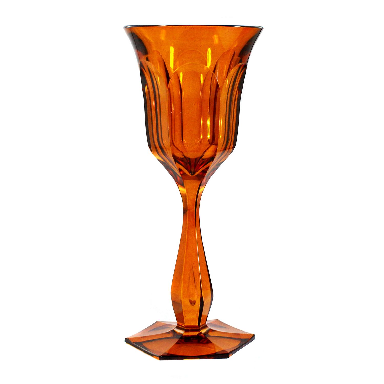 Stem glass made of topaz-colored glazed glass, Val St. Lambert around 1900