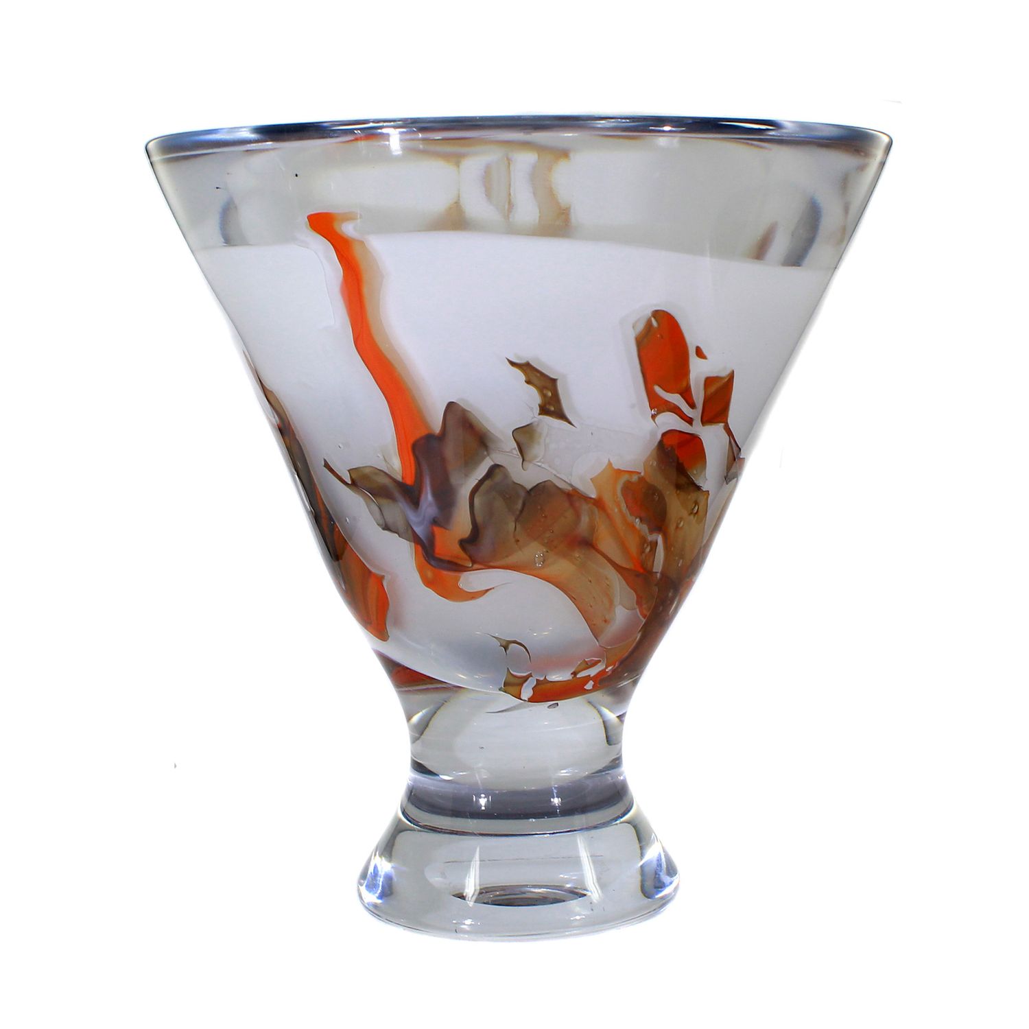 Unica art glass vase with melted interlayer decoration, Leerdam, Valkema