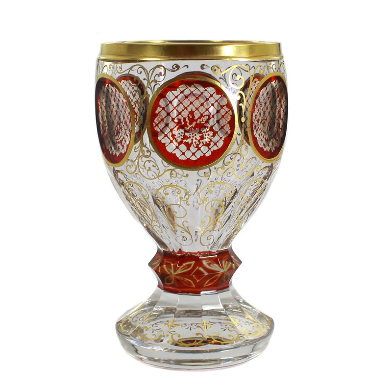 Footed cup with ball decorations and gold painting, probably Emil Rimpler in Zwiesel