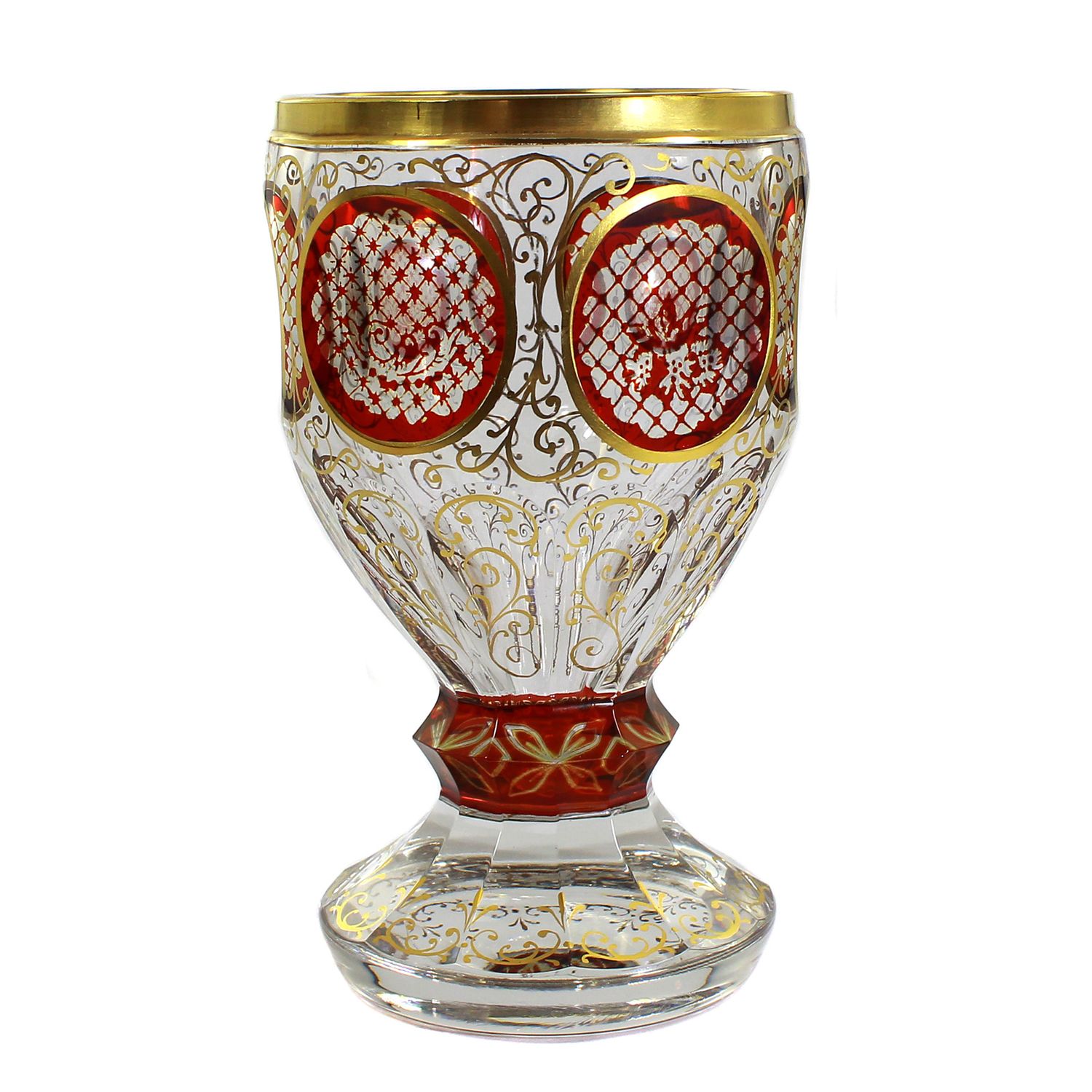 Footed cup with ball decorations and gold painting, probably Emil Rimpler in Zwiesel