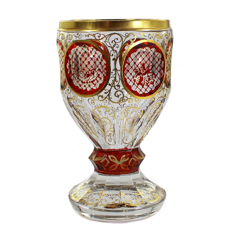 Footed cup with ball decorations and gold painting, probably Emil Rimpler in Zwiesel