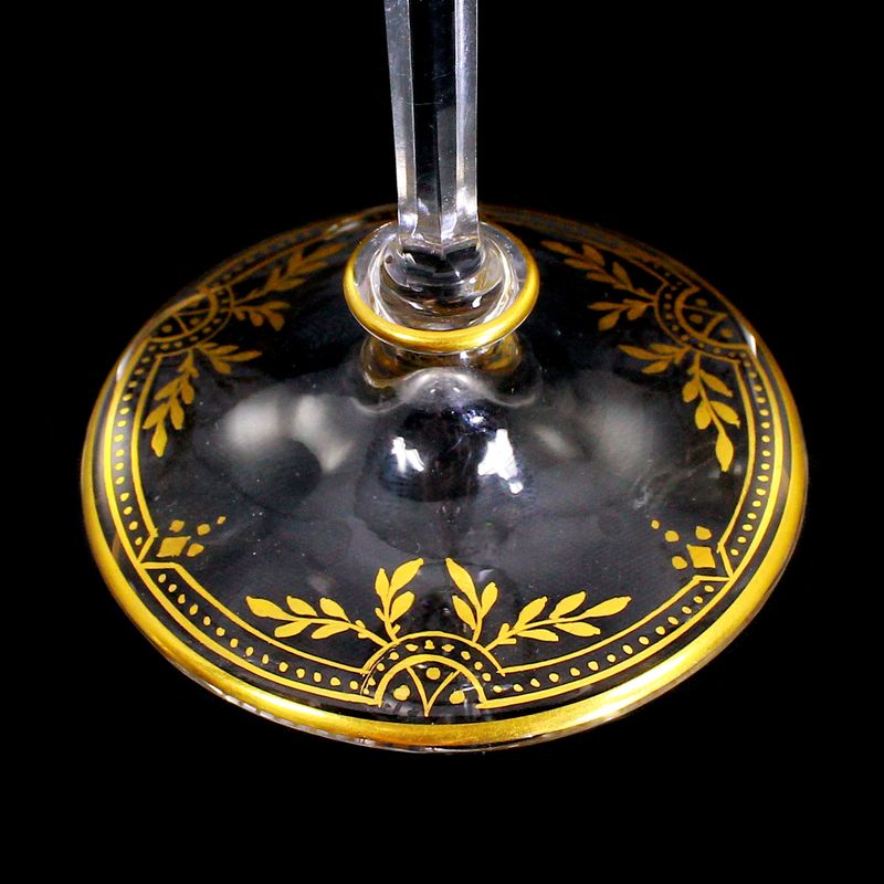 Stem glass with relief and polished gold painting, Josephinenhütte, Franz Pohl around 1900