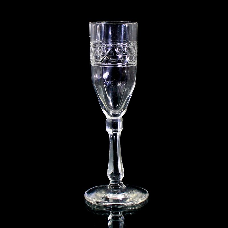 3 vodka glasses made of colorless glass with decorative cut decoration, Russia, end of the 19th century.
