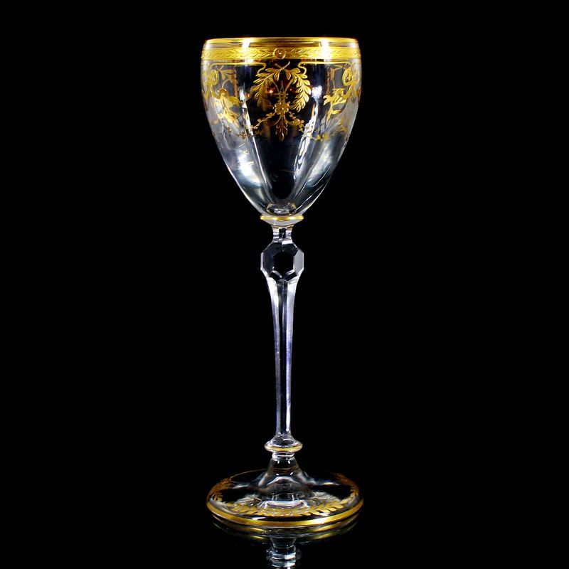Stem glass with relief and polished gold painting, Josephinenhütte, Franz Pohl around 1900