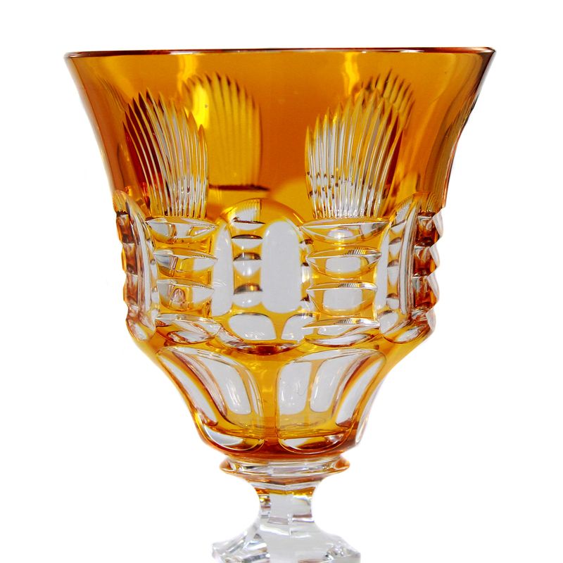 Stem glass with orange overlay, Josephinenhütte, designed by A. Pfohl around 1930