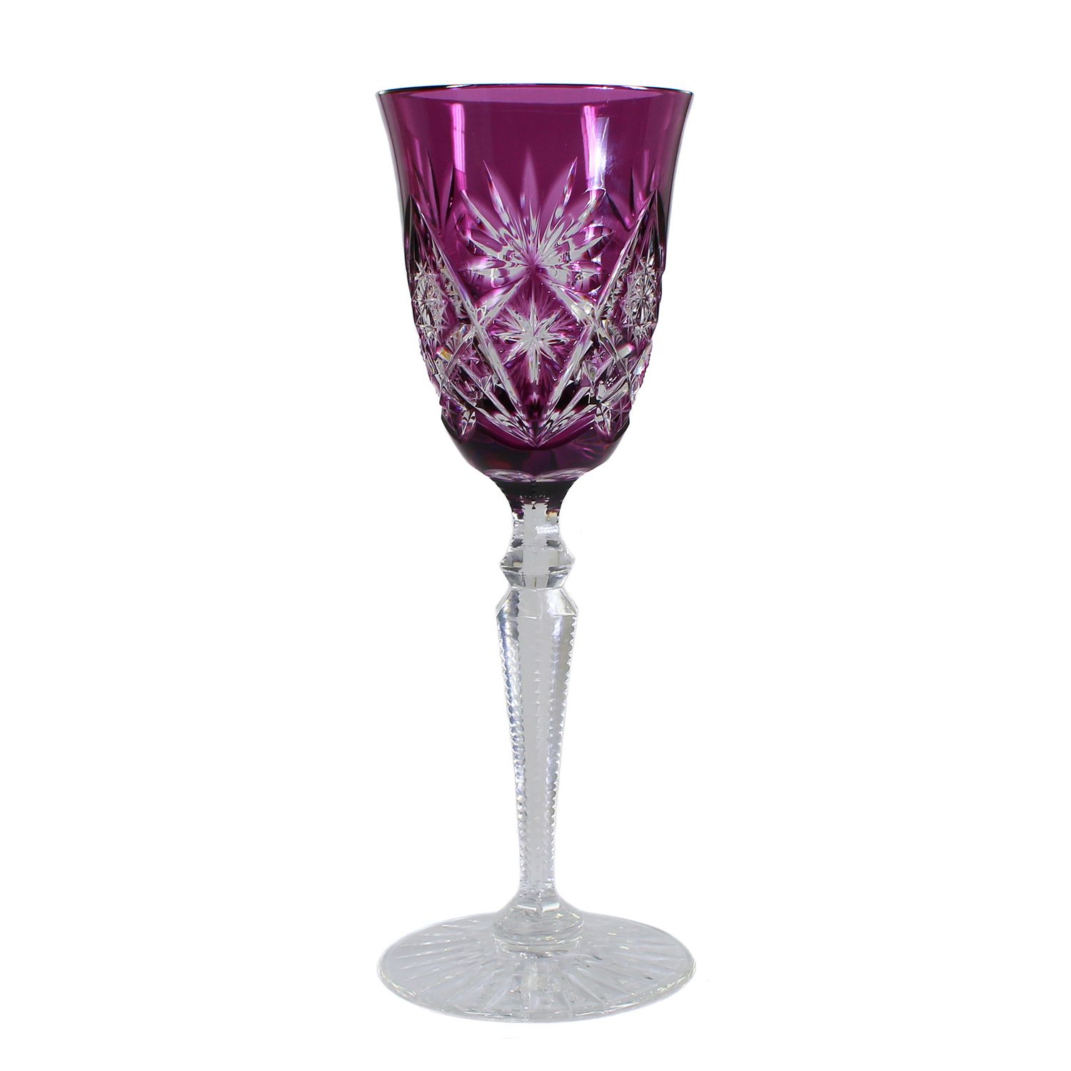 Stem glass with purple overlay, Josephinenhütte, form 2, around 1910-20.