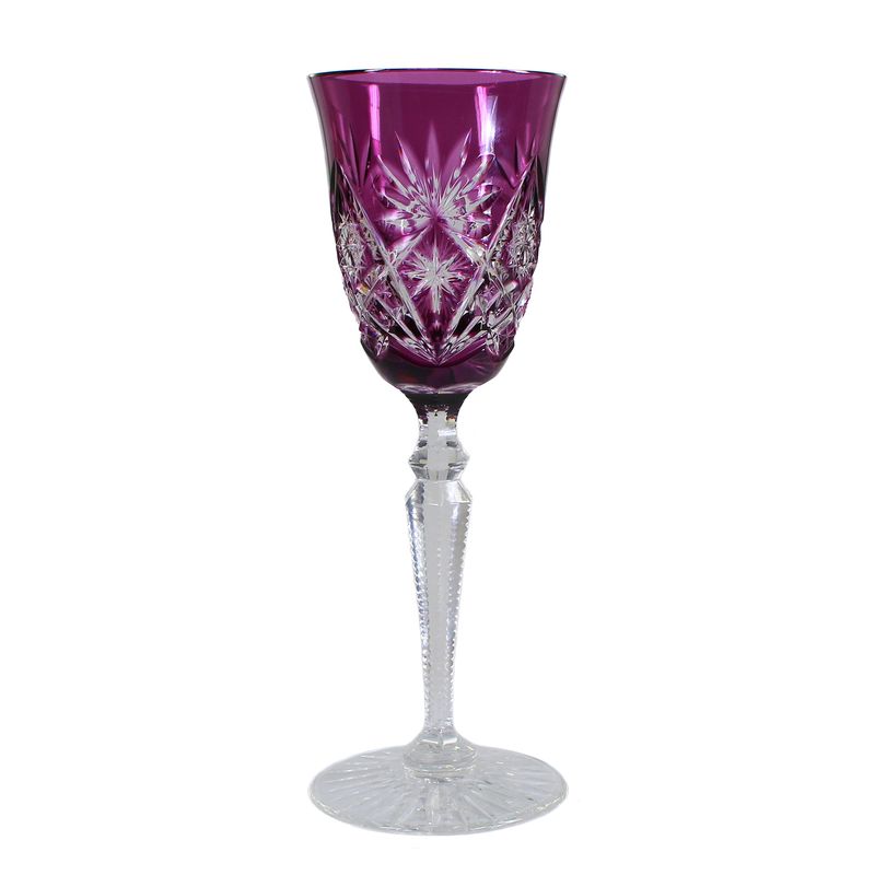 Stem glass with purple overlay, Josephinenhütte, form 2, around 1910-20.