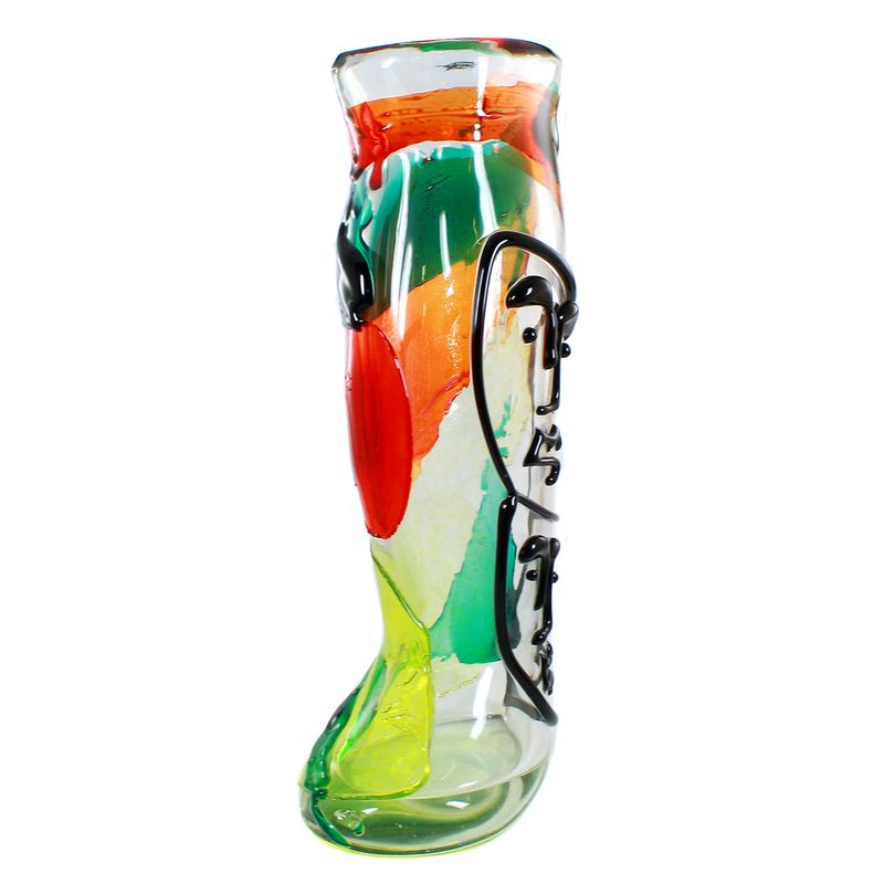 Tall vase with stylized faces, Mario Badioli, signed