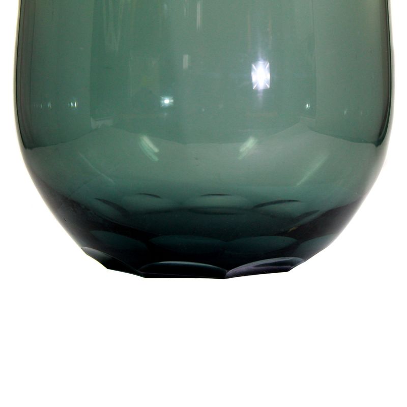 Tall vase made of tourmaline-colored glass with curved facets, WMF, Wilhelm Wagenfeld around 1950