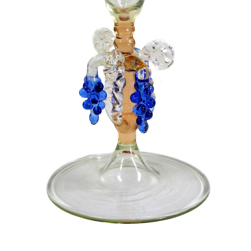 Champagne flute with plastic grapes and applied glass dots, Lauscha, 20s-30s