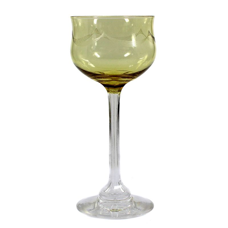 3 stemmed glasses with etched decoration, Villeroy &amp; Boch around 1910