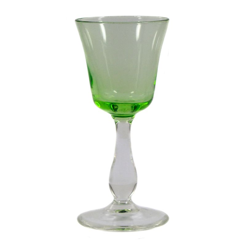 4 shot glasses with uranium-containing cup, Germany or Bohemia around 1900