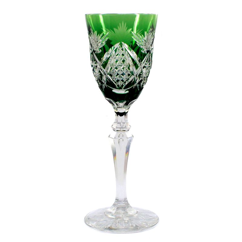 Stem glass with emerald green overlay, Carola series, Val St. Lambert, 1905-20