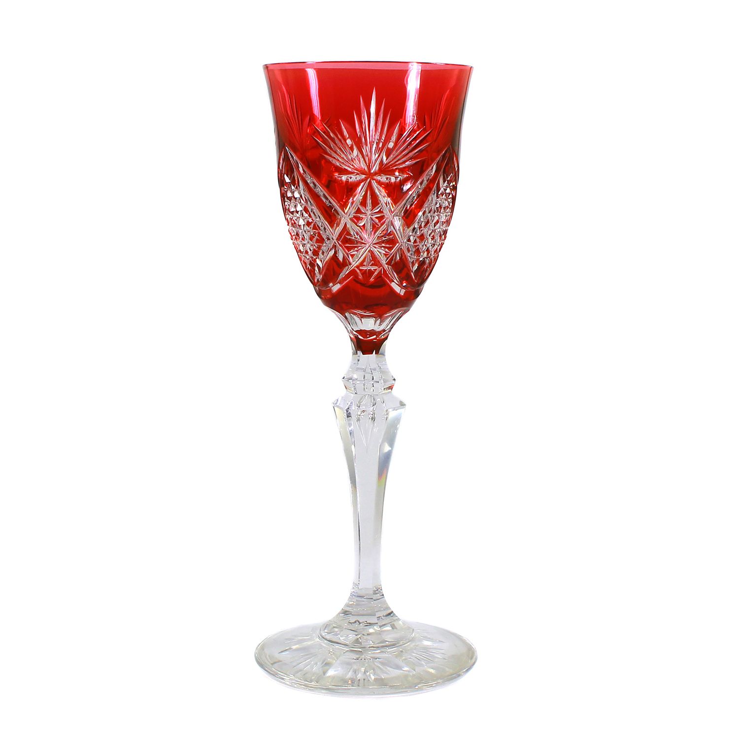 Stem glass with orange-red overlay, Carola series, Val St. Lambert, 1905-20