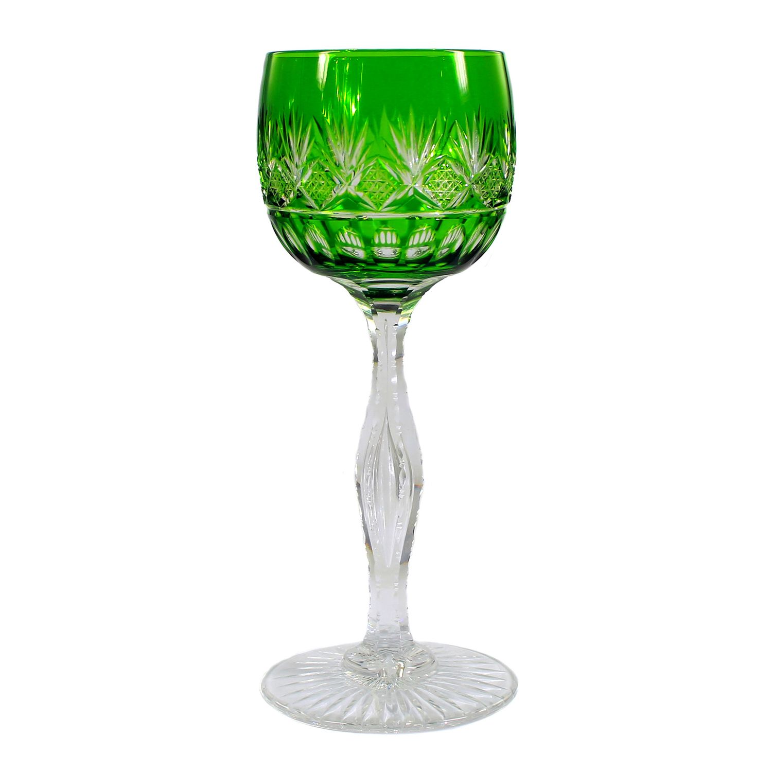 Stem glass with salmon-colored overlay, Saint Louis around 1905