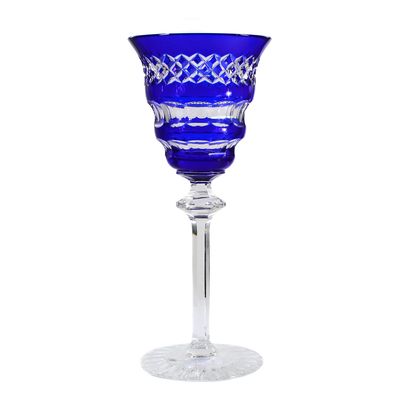 Stem glass with cobalt blue overlay, Josephinenhütte, design A. Pfohl, form 037