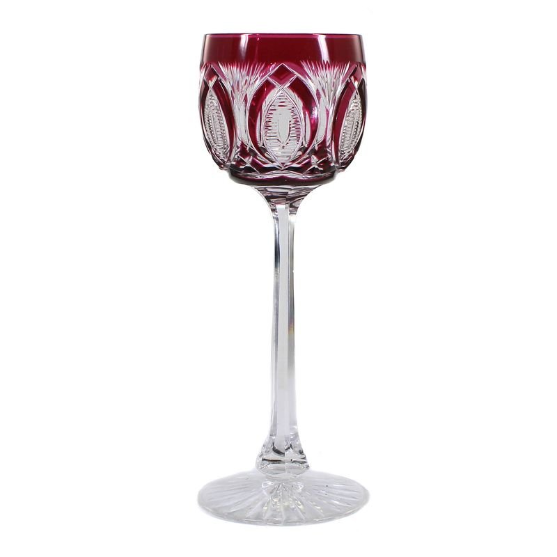 Stem glass with faceted shaft and magenta-colored bowl, Saint Louis
