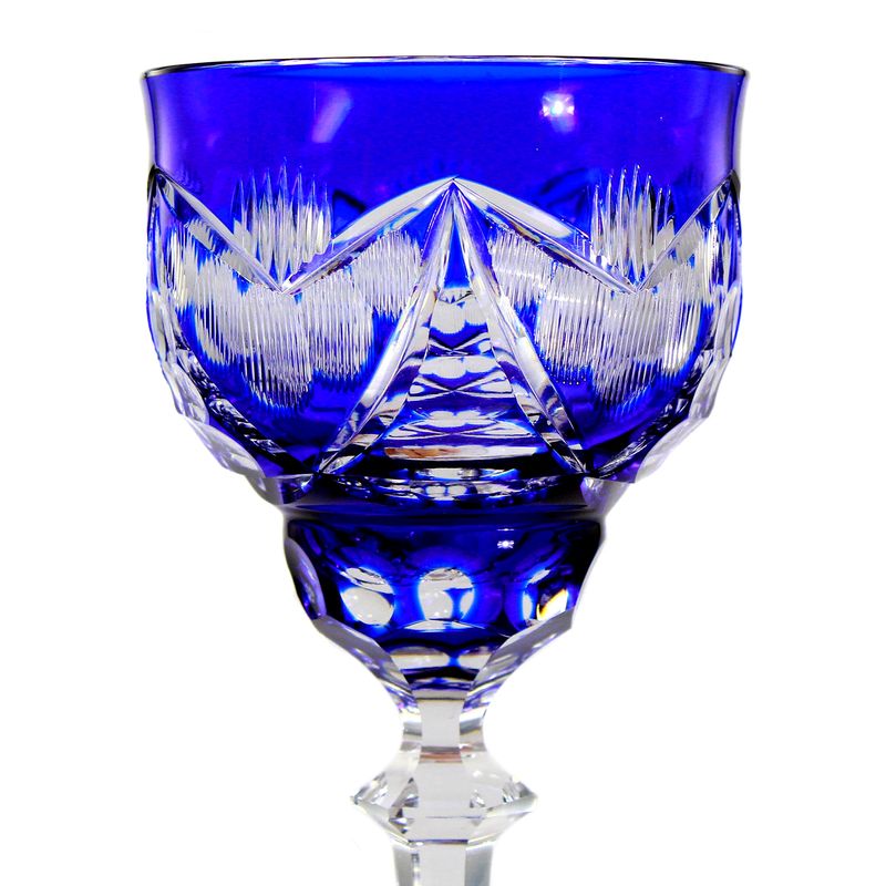 Stem glass with cobalt blue overlaid bowl, Rohrbach and Böhme around 1910