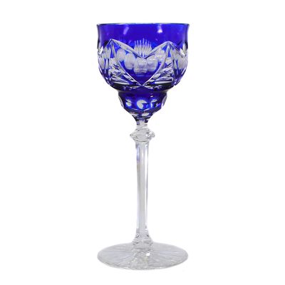 Stem glass with cobalt blue overlaid bowl, Rohrbach and Böhme around 1910