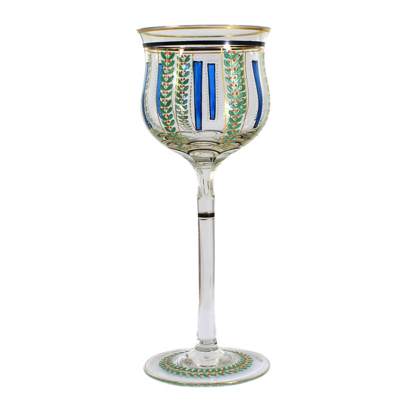 Stem glass with colorful translucent enamel, Josephinenhütte, Haertel / Wille around 1912