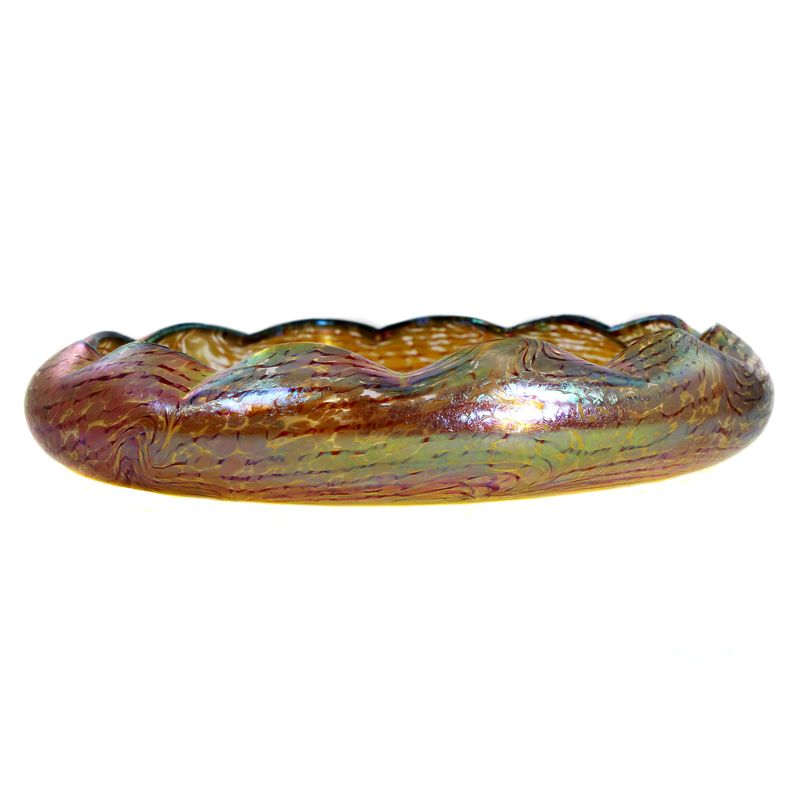 Bowl with silver-yellow crumble melting &amp; combed decoration, Fritz Heckert around 1902