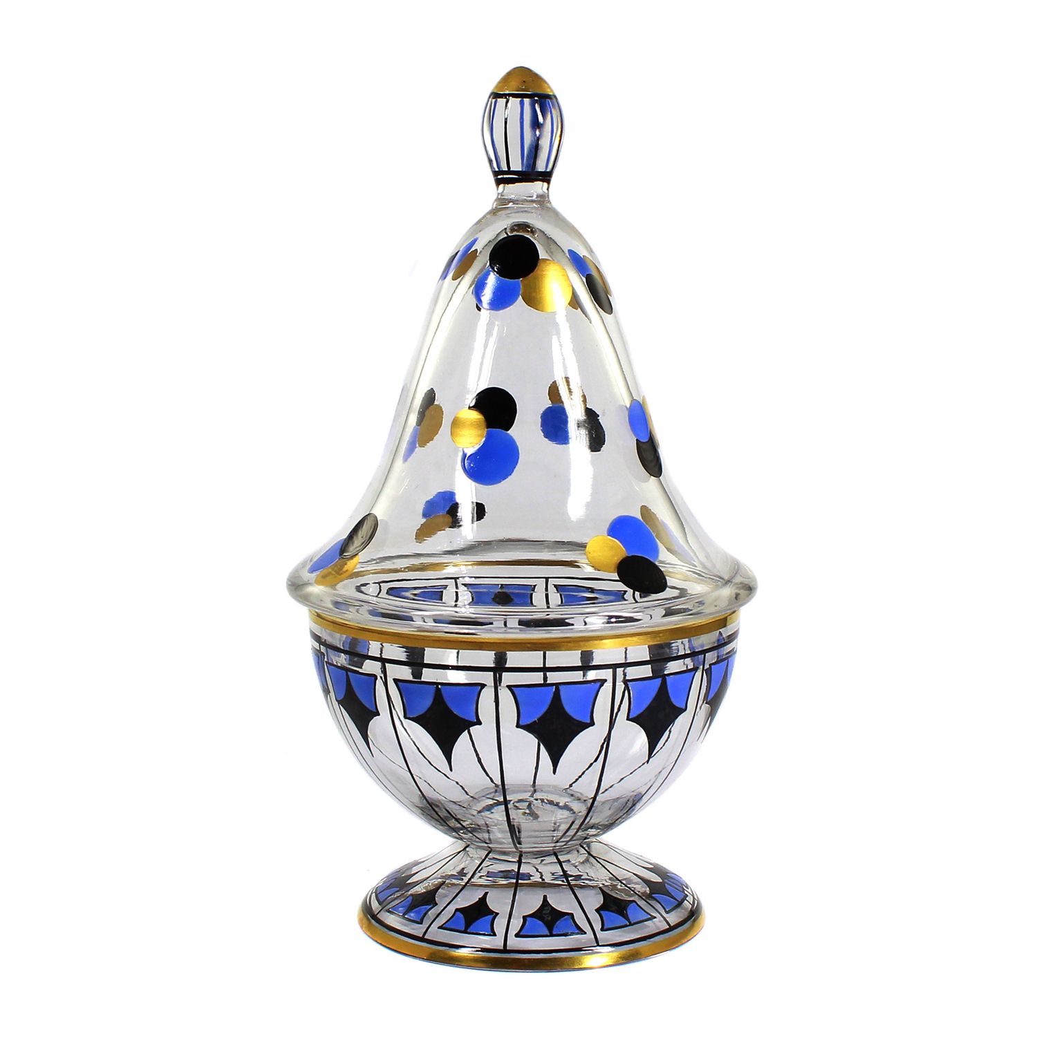 Lidded box with gold and enamel painting, Josephinenhütte, designed by S. Haertel around 1921