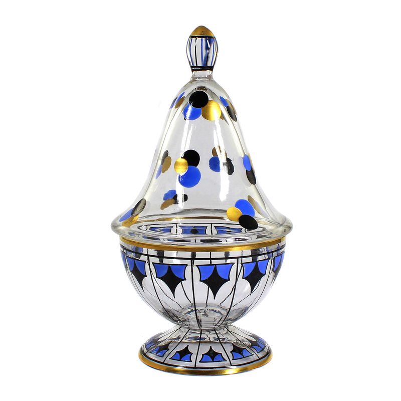 Lidded box with gold and enamel painting, Josephinenhütte, designed by S. Haertel around 1921