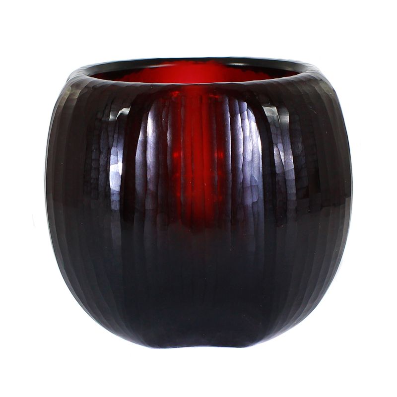 Small vase with carved structure made of solid gold ruby ​​glass. G. Schechinger