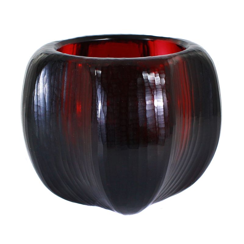 Small vase with carved structure made of solid gold ruby ​​glass. G. Schechinger