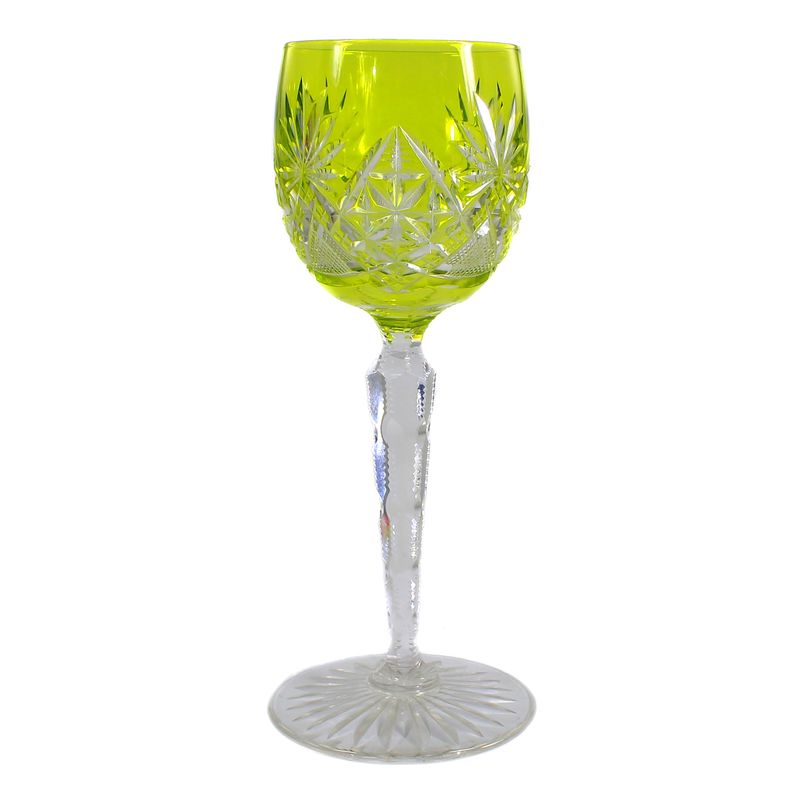 Stem glass with Japanese yellow overlay, Val St. Lambert around 1910-15.