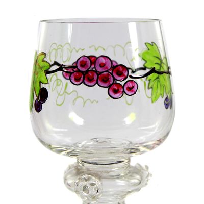 Weinrömer aus farblosem Glas mit Transparentmalerei, Schlesien oder Bayerischer Wald, um 1900