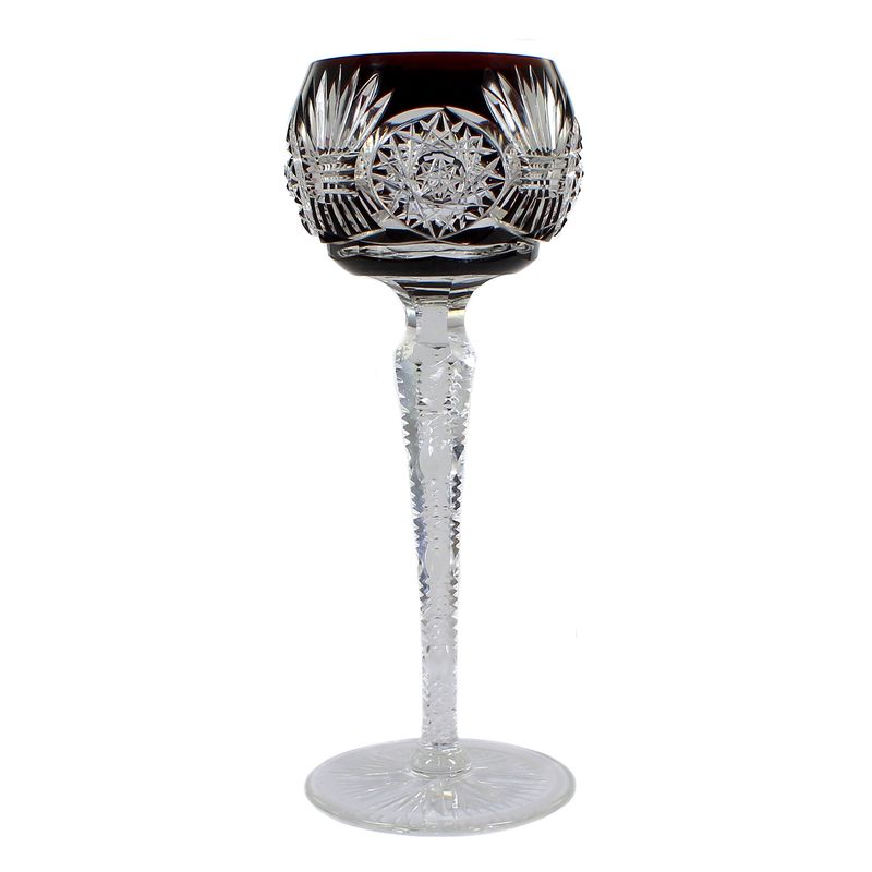 Crystal glass overlay goblet with wedge-cut decoration, Josephinenhütte F 9828