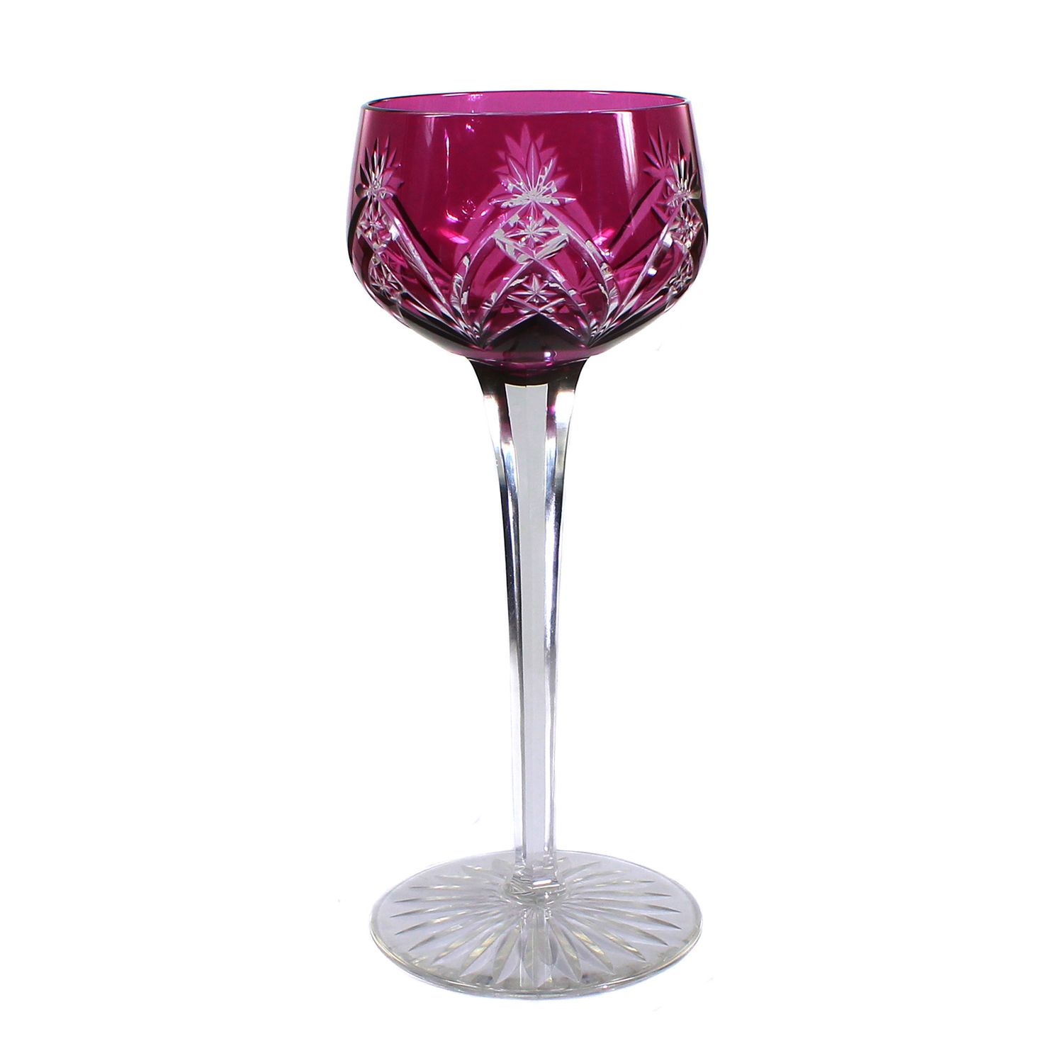 Stem glass with purple overlay and decorative cut decoration, Baccarat around 1907