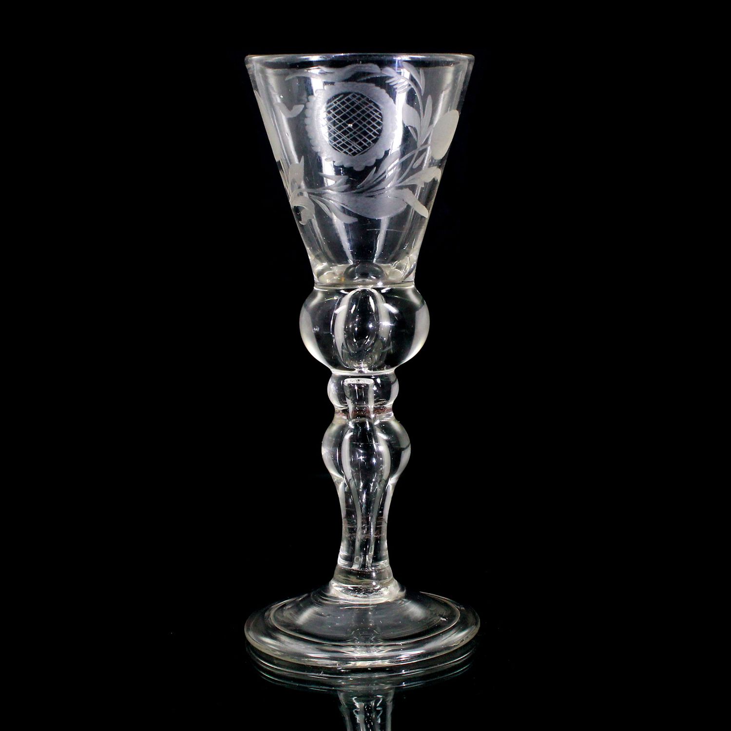 Wine glass with baluster shaft and bell-shaped cup, Saxony, probably Heidelbach