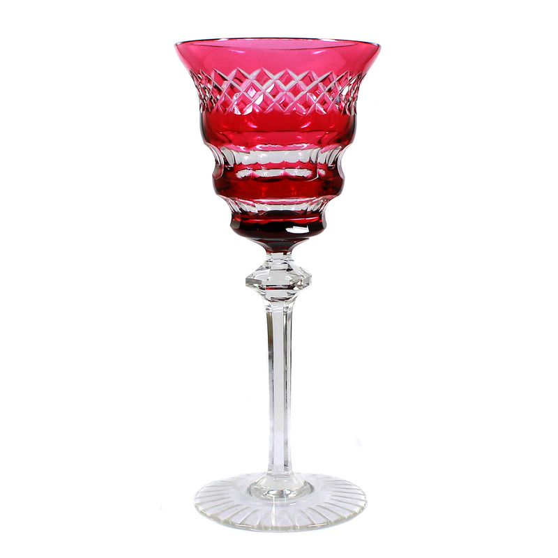 Stem glass with violet overlay, Josephinenhütte, design A. Pfohl, form 037