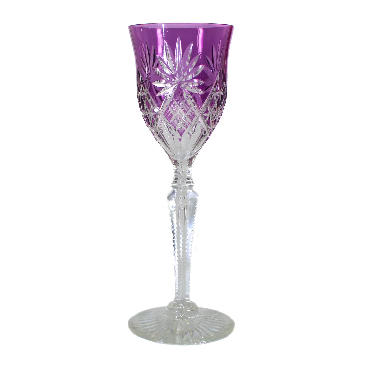 Stem glass with violet overlay, Josephinenhütte, form 2/46, around 1910-20.
