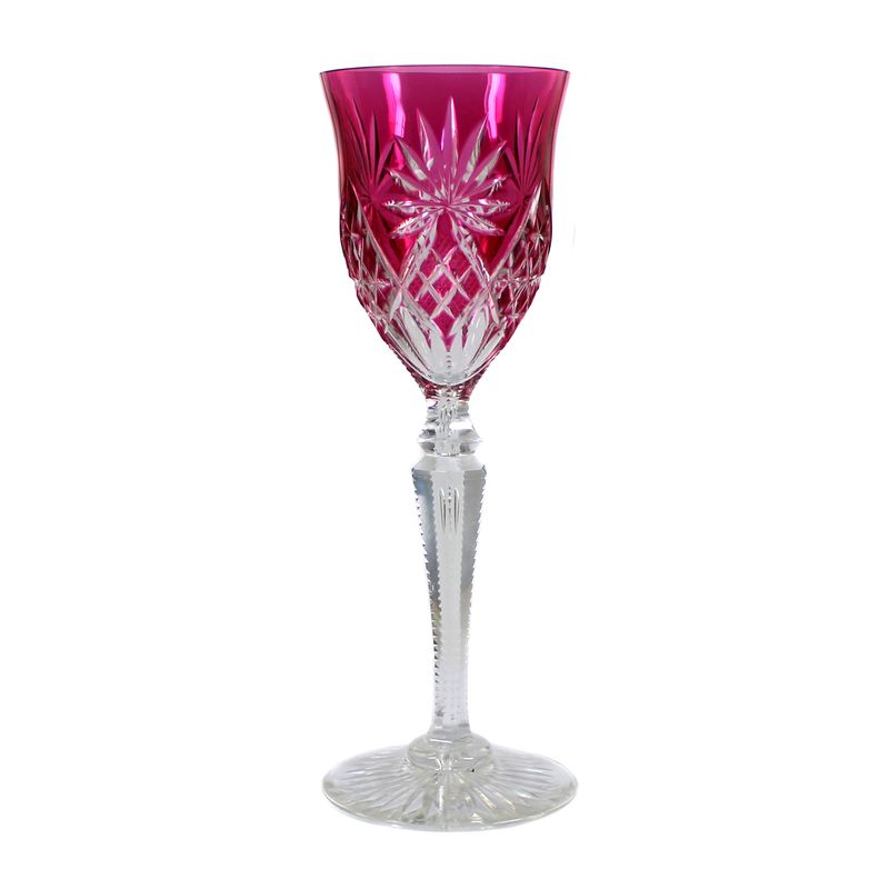Stem glass with rose-colored overlay, Josephinenhütte, form 2/46, around 1910-20.