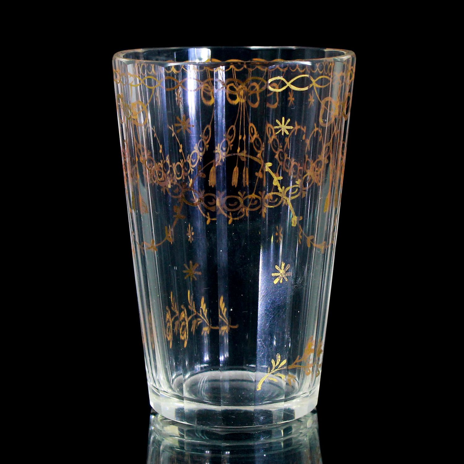 Multi-faceted cup with gold painting and tassels, Giant Mountains, beginning of the 19th century.