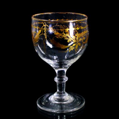 Kelchglas mit floraler Goldmalerei, Frankreich oder Spanien, 1/4 des 19.Jh.