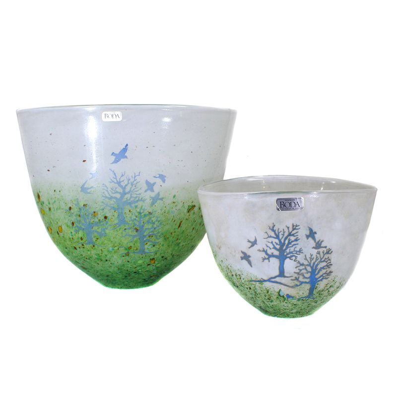 2 vases with color granulation, Kosta Boda, design K. Engman, October series