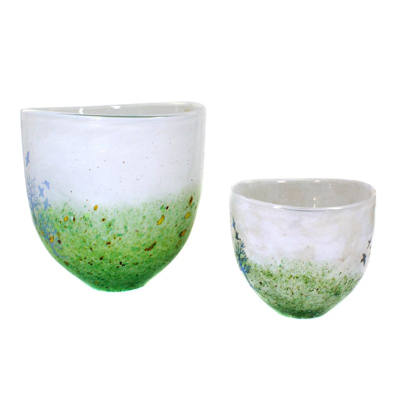 2 vases with color granulation, Kosta Boda, design K. Engman, October series