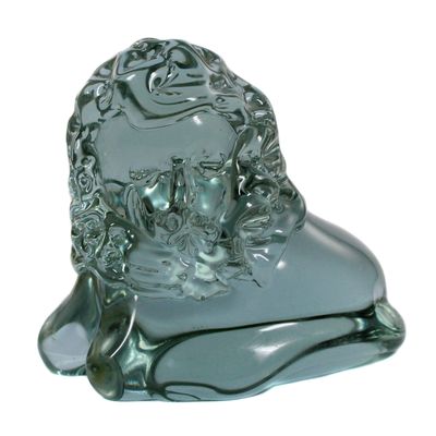 Briefbeschwerer in Form eines Löwen aus Neodym Glas, Vetreria Cenedese um 1980