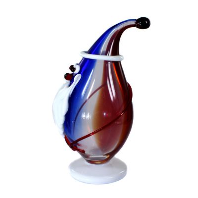Murano Glasskulptur in Tropfenform mit farbigen Applikationen, um 1970