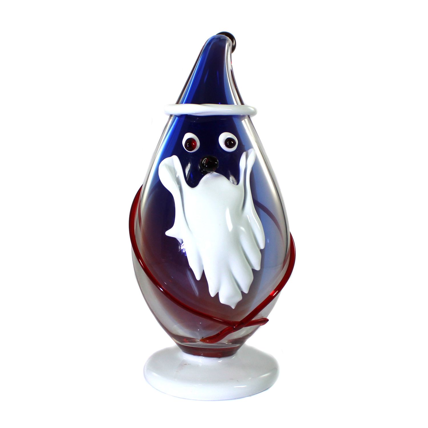 Murano glass sculpture in drop shape with colored applications, around 1970