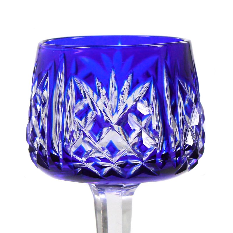 Stem glass with cobalt blue overlay and decorative cut decoration, Silesia or Bohemia