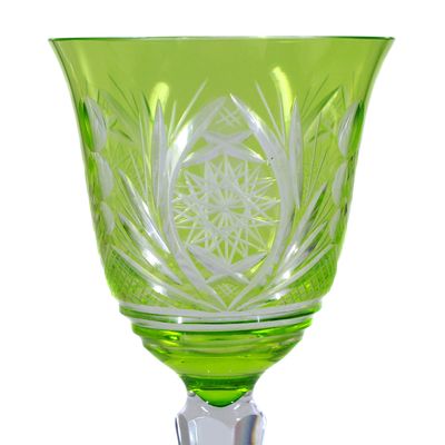 Stängelglas mit hellgrünem Überfang, Sachsen oder Thüringen um 1940