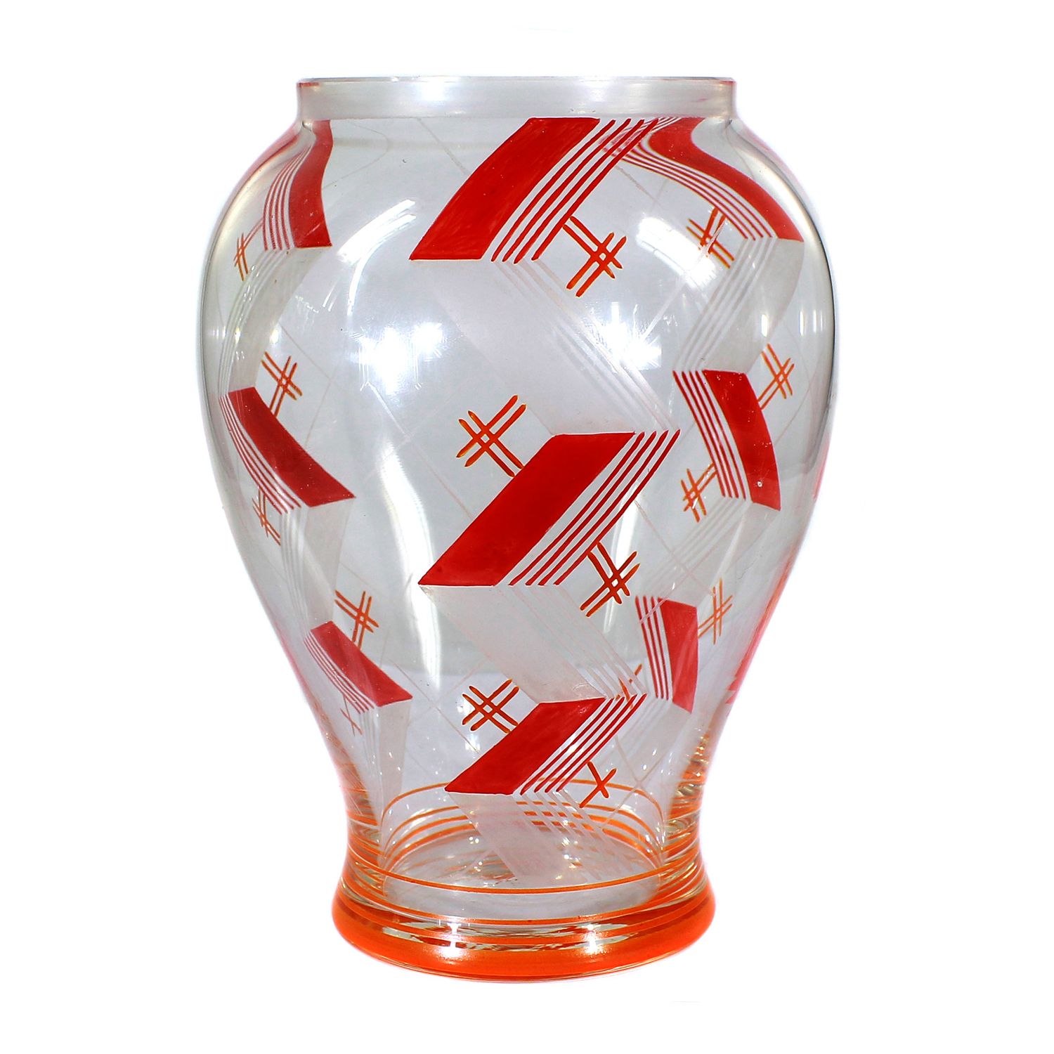 Vessel or vase with geometric decoration, Josephinenhütte, design by Pfohl around 1929