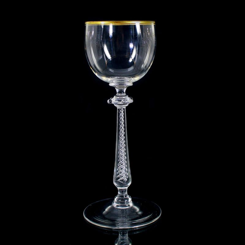 1st of 1 stemmed glasses with air filigree threads, New World around 1885-1905
